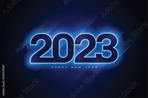 happy new year 2023 holiday background with neon light effect