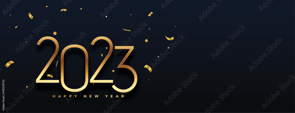 2023 new year celebration banner with golden confetti 2023 new year celebration banner with golden confetti