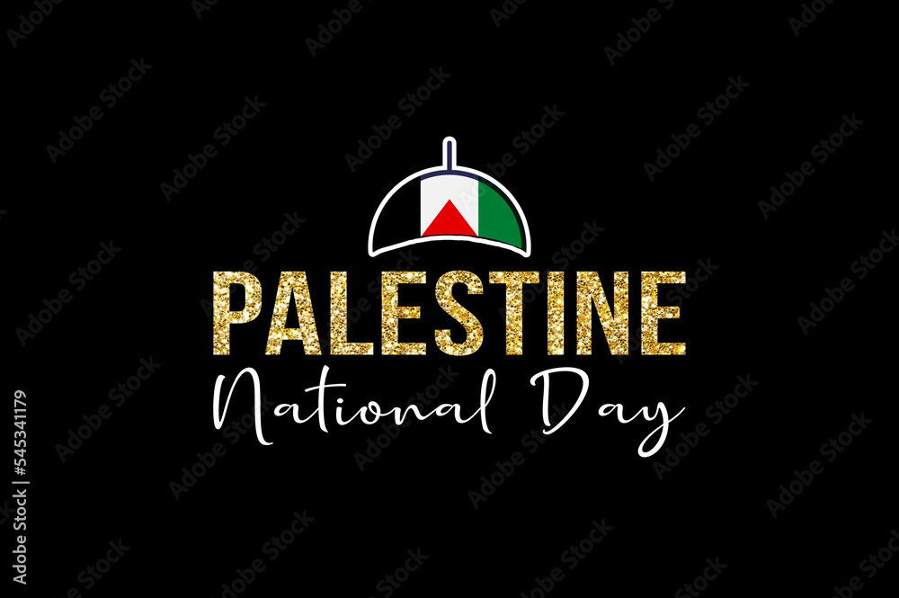 Palestine National day creative typography lettering with the mosque