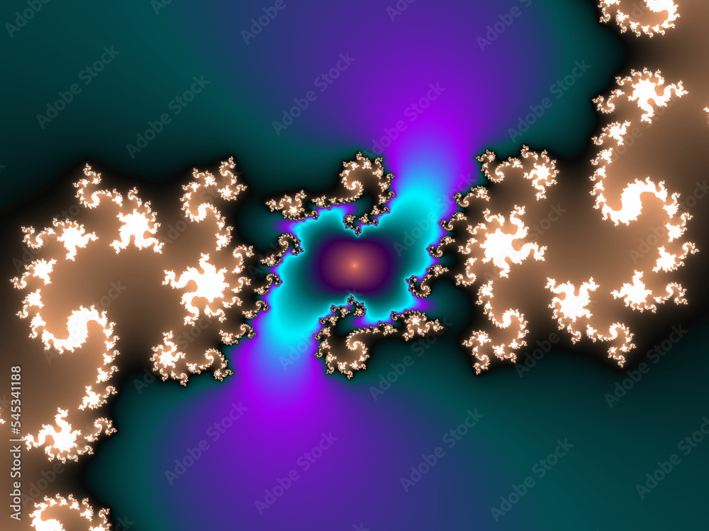 Phosphorescent fractal, christmas tree with snowflakes
