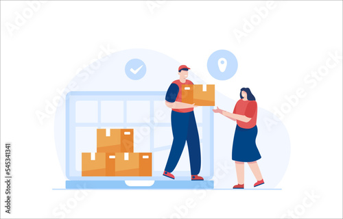 Delivery Services, Online Shipping Management Platform. Vector Illustration
