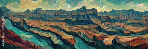 Billede på lærred Grand canyon in the oil painting style.