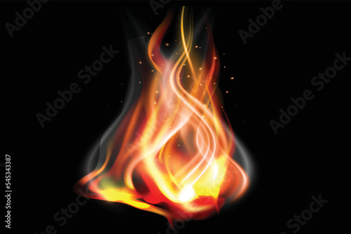 Realistic fire flame background © mrikhokon