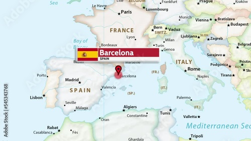 Barcelona, Spain - Barcelona Map, Spain Map Animation