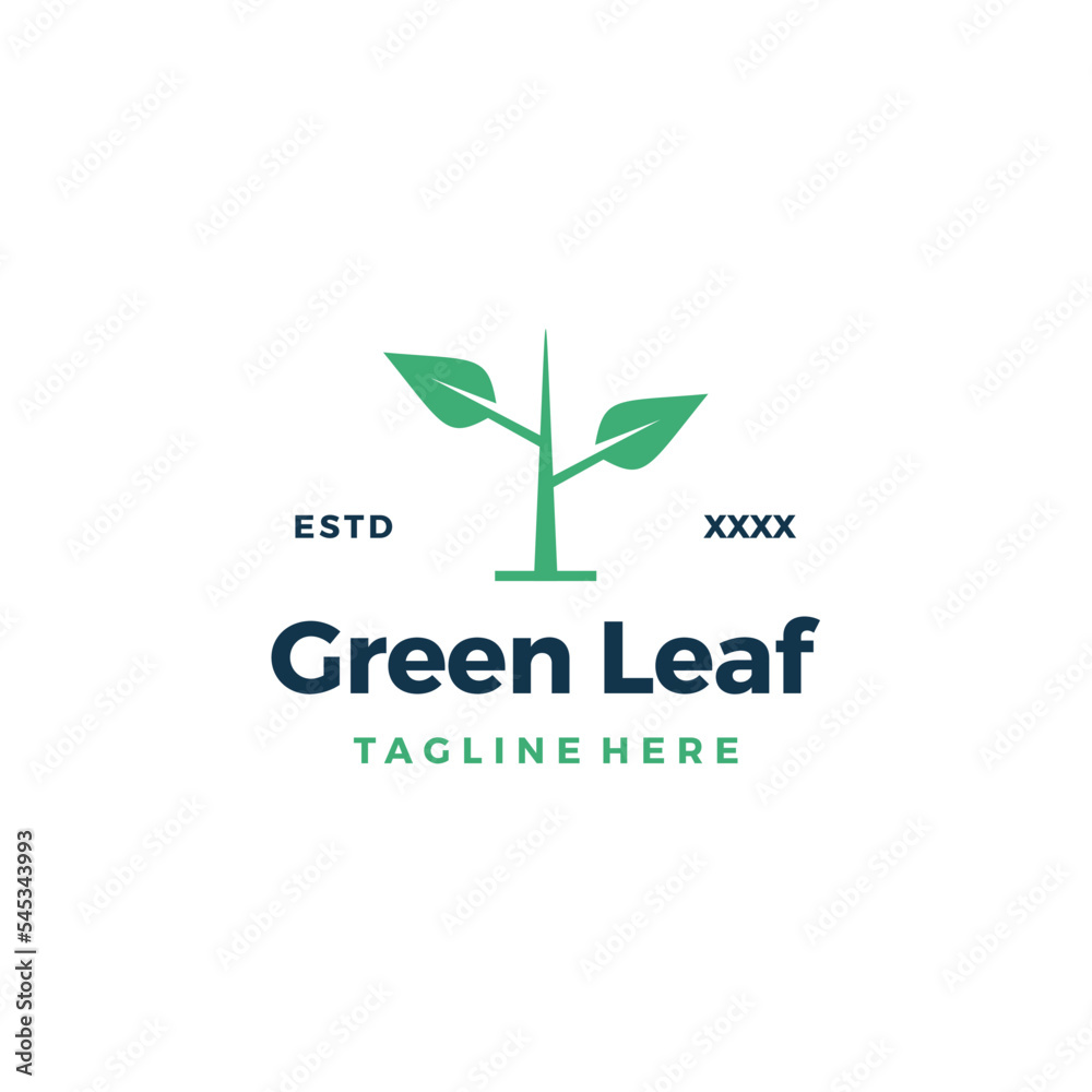 Green leaf simple logo design vector illustration