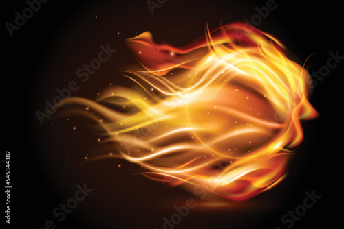 Realistic circle fire flame offer banner