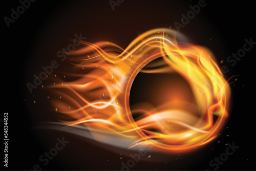 Realistic circle fire flame offer banner
