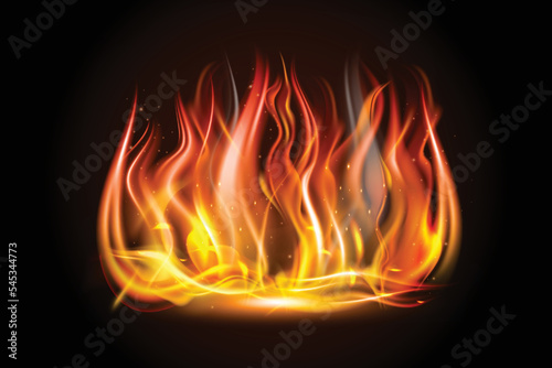 Realistic fire flame banner background