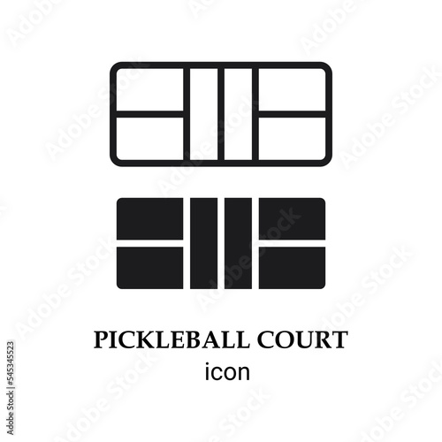 Pickleball court icon. Isolated vector illustration on white background.