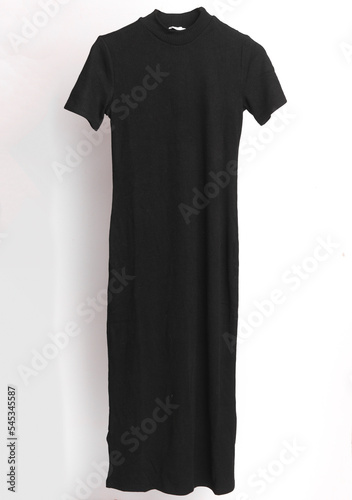 Long black dress isolated on white background