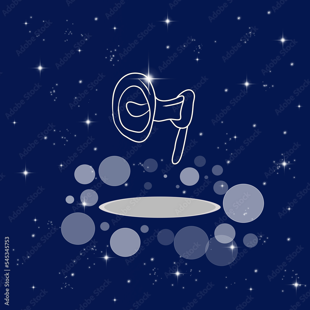 Shout, loudspeaker, attention, volume, sound. Banner, illustration with dark blue color background. New concept backdrop, glitter Shout, loudspeaker, attention, volume, sound. Banner, illustration with dark blue color background. New concept backdrop, glitter