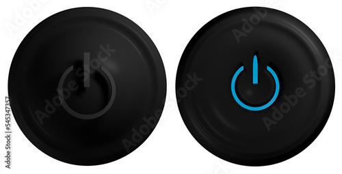 Isolated on off switch in on mode and off mode (3D Rendering)