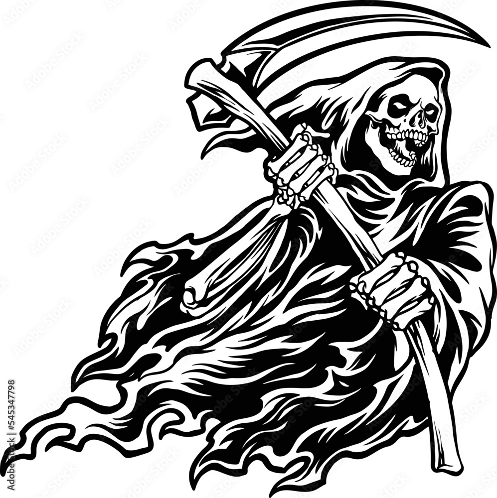 Silhouette Grim Reaper Horror Clipart Vector illustrations for your