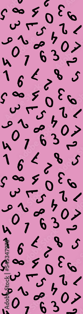 template with the image of keyboard symbols. a set of numbers. Surface template. pastel purple background. Vertical banner for insertion into site.