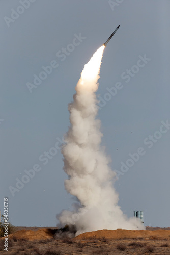Launch of a military anti-aircraft missile.