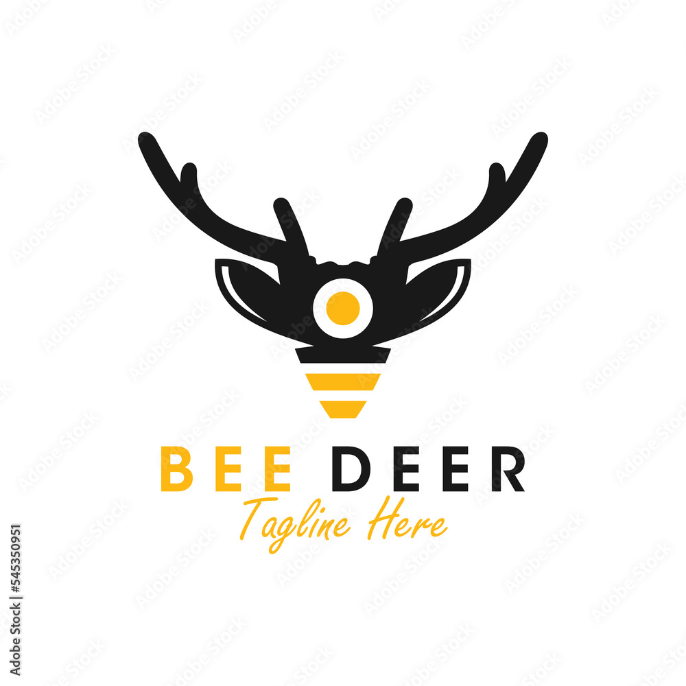 Fototapeta premium bee deer vector illustration logo design