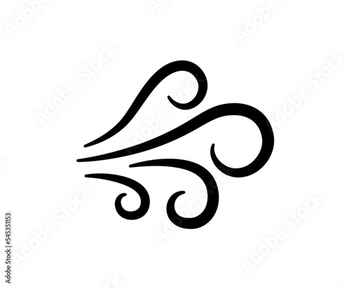 Hand drawn wind air flow icon. Free breath symbol. Fresh air flow sign. Doodle wind blow icons. Weather symbol. Climate design element. Vector illustration isolated on white background.