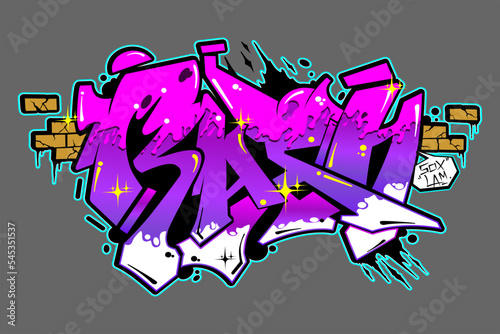 a unique vector graffiti design with a mix of bright colors and a runny effect and stars, the graffiti that I made myself.