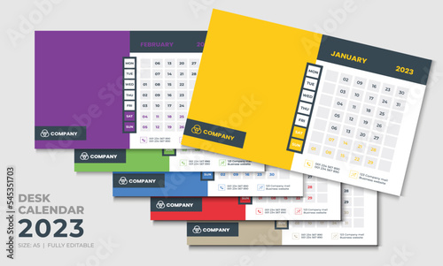 Company Wall  2023 Calendar Template. Desk calendar 2023 template