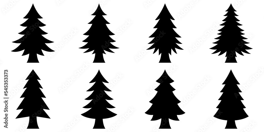 Obraz premium Set of Christmas Tree in flat style isolated