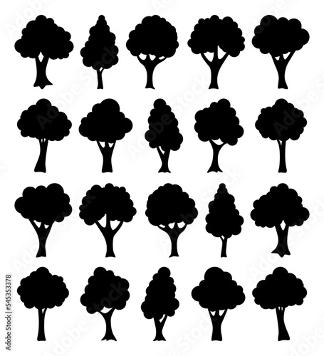 Set of hand drawn trees