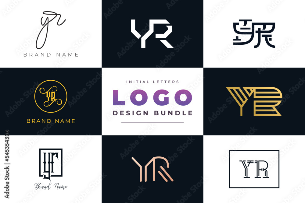 Initial letters YR Logo Design Bundle