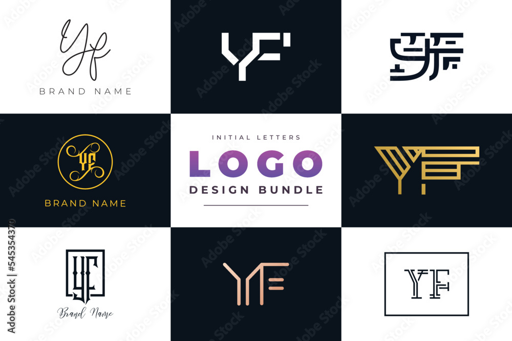 Initial letters YF Logo Design Bundle