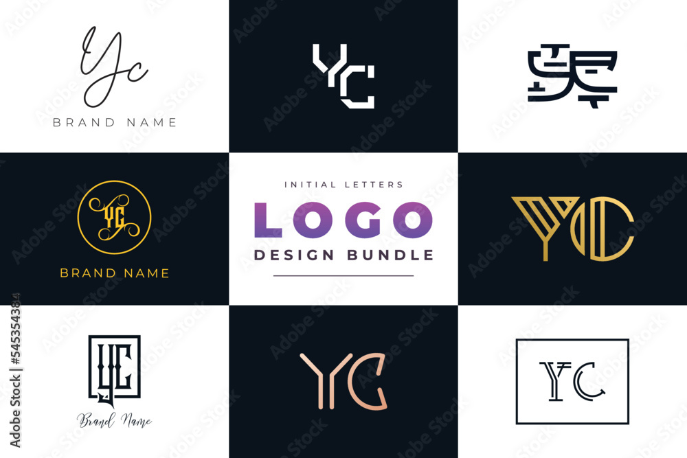 Initial letters YC Logo Design Bundle