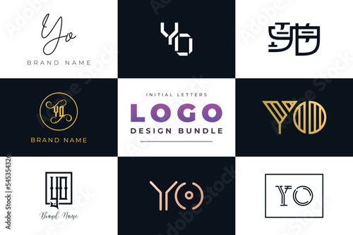 Initial letters YO Logo Design Bundle