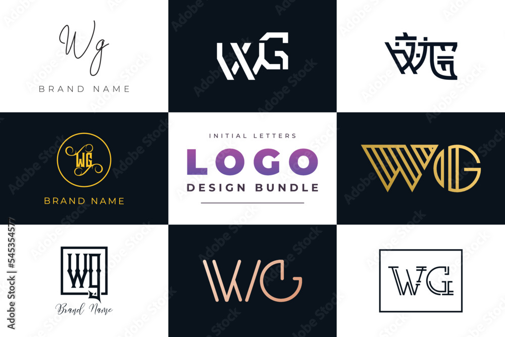 Initial letters WG Logo Design Bundle