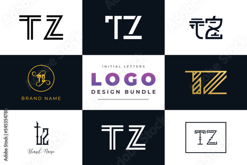 Initial letters TZ Logo Design Bundle