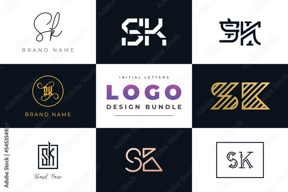Initial letters SK Logo Design Bundle