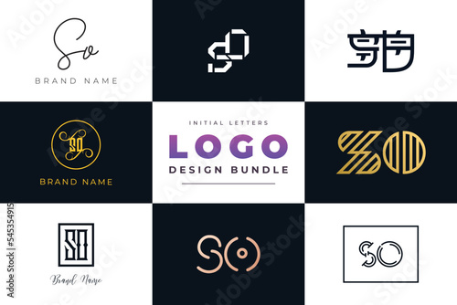Initial letters SO Logo Design Bundle