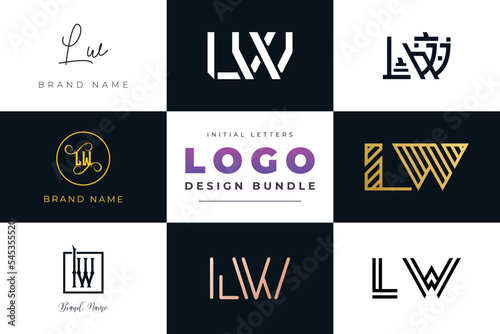 Initial letters LW Logo Design Bundle