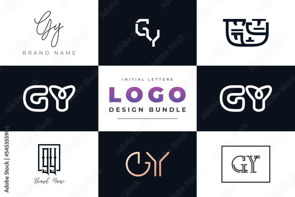 Initial letters GY Logo Design Bundle