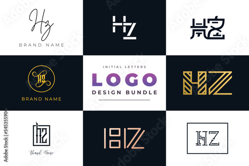 Initial letters HZ Logo Design Bundle