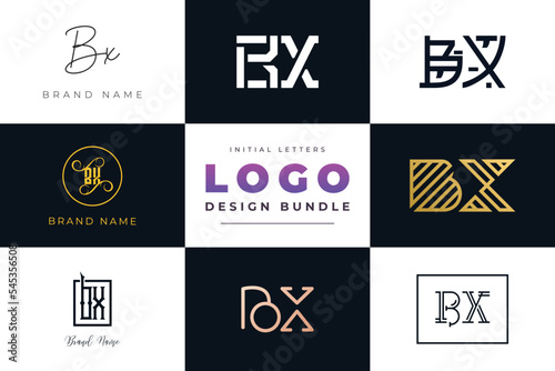 Initial letters BX Logo Design Bundle