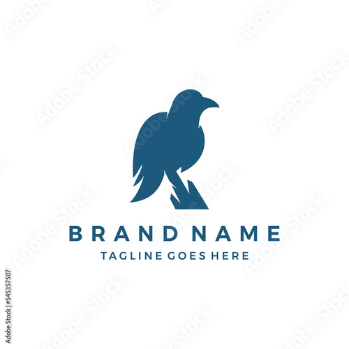 Raven logo design vecto template