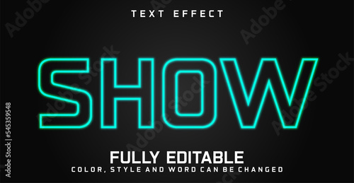 Glowing show text neon light, Editable Style text effect