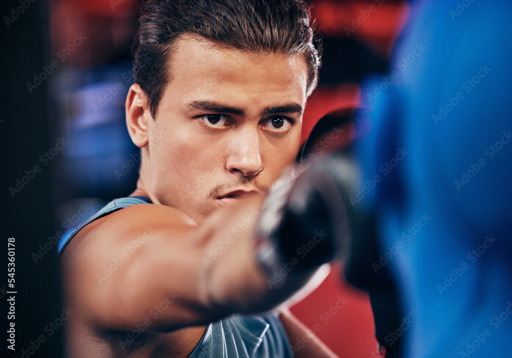 Fitness, boxing and athlete training at a gym for a fighting match with
