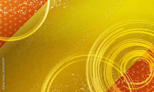 お正月・和・赤・背景・高級感・筆・金粉・円・丸・和柄・豪華・年末年始
