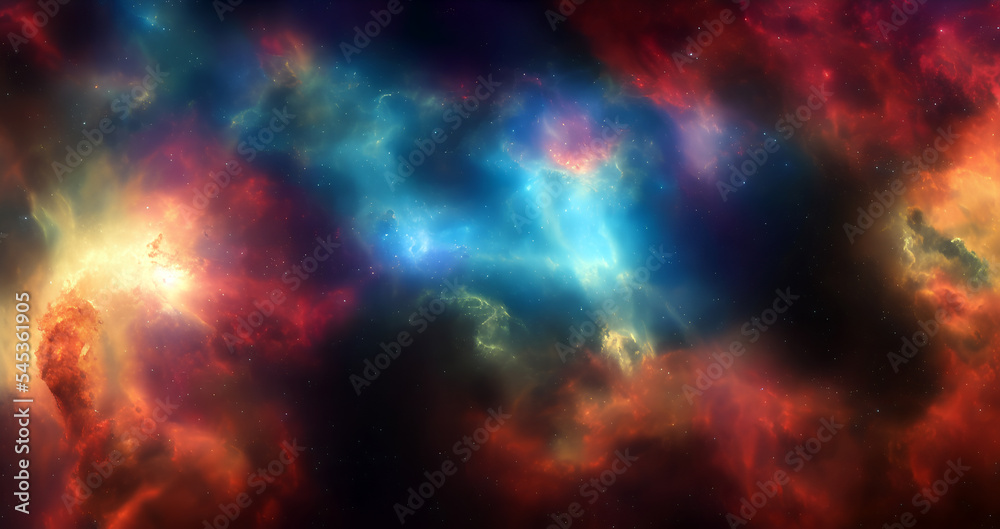 Space scene with stars in the galaxy. Panorama universe filled with stars nebula and galaxy element background. 3D illustration