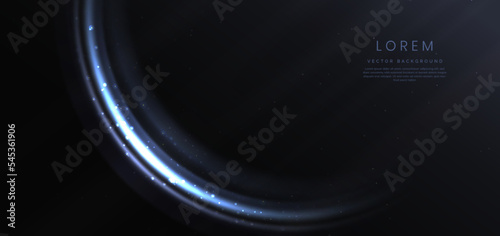 Luxury curve glowing on black background with lighting effect copy space for text. Luxury design style.