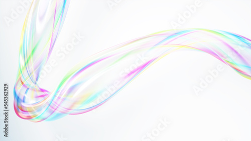 白背景に虹色の綺麗な線。背景素材。抽象的な背景。