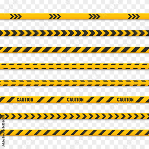 Caution tape. Caution yellow warning lines isolated on white. Vector illustration