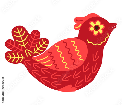 Red Stylized birds drawing. Linear drawing. Decorative birds. Vector illustration.