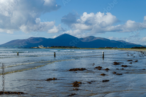 Mourne Mountains seen from Tyrella beach, County Down Northern Ireland photo