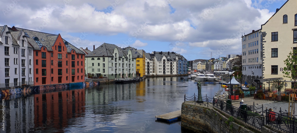 Colorful buildings in Alesund, Norway