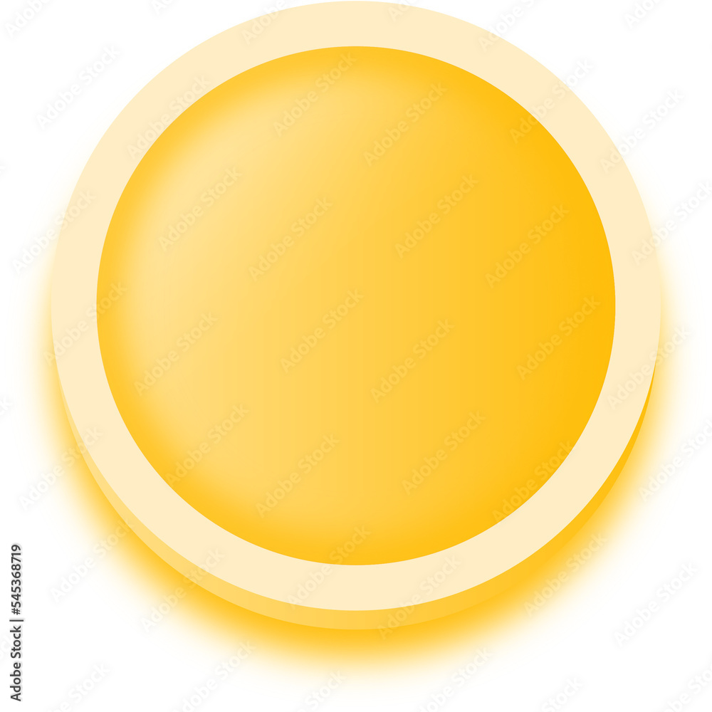 Round shape buttons in yellow colors. User interface element illustration.