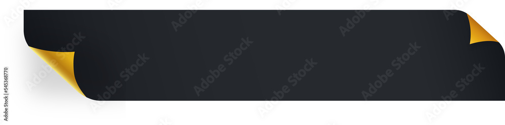Realistic black and gold ribbon illustration. Ribbon with wrinkles corners. Realistic black and gold ribbon illustration. Ribbon with wrinkles corners.